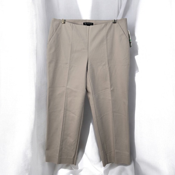 INC International Concepts Curvy Fit Cropped Pants Woman Size 8 Beige Casual NWT - Picture 1 of 9